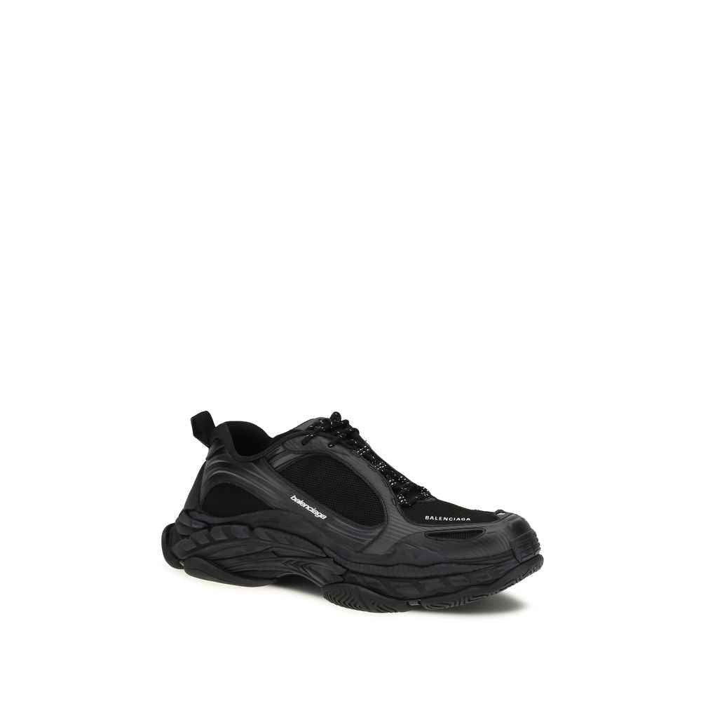 Black Polyester Athletic Sneakers