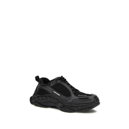 Black Polyester Athletic Sneakers