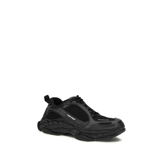 Black Polyester Athletic Sneakers