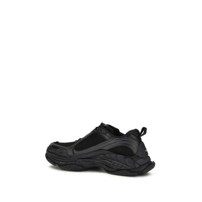 Black Polyester Athletic Sneakers