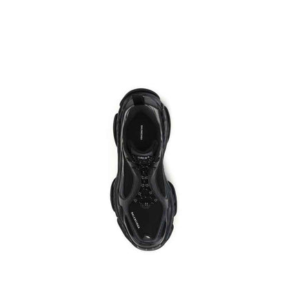 Black Polyester Athletic Sneakers