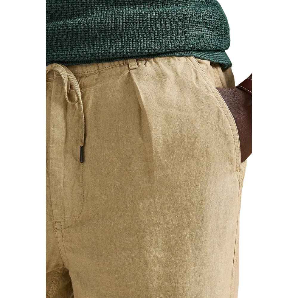 Beige Linen Casual Pants