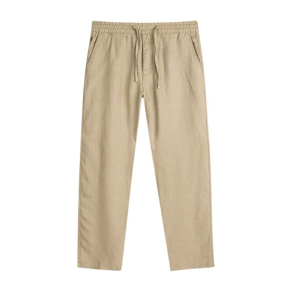Beige Linen Casual Pants