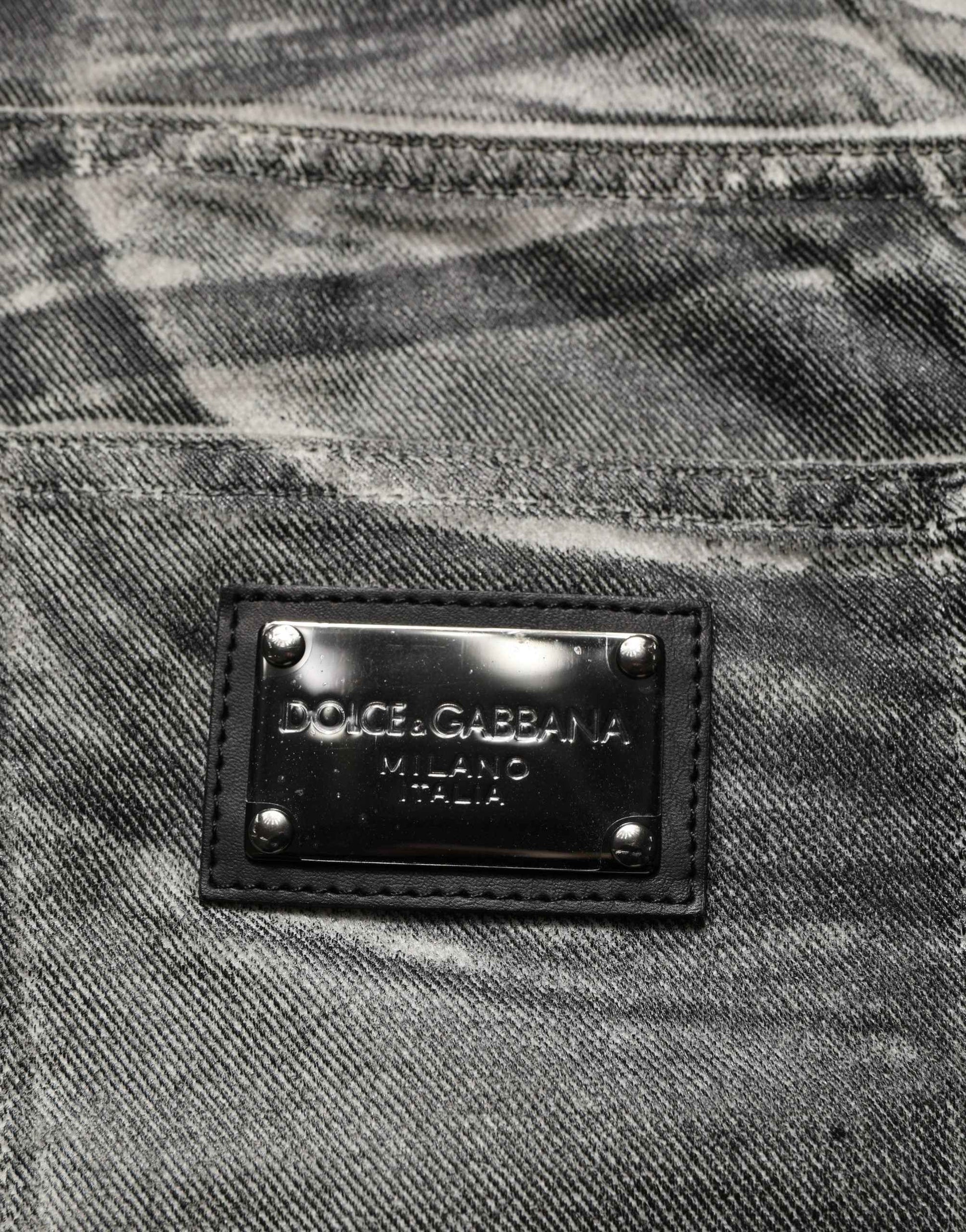 Grey Washed Mid Waist Straight Denim Jeans