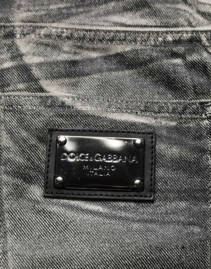 Grey Washed Mid Waist Straight Denim Jeans