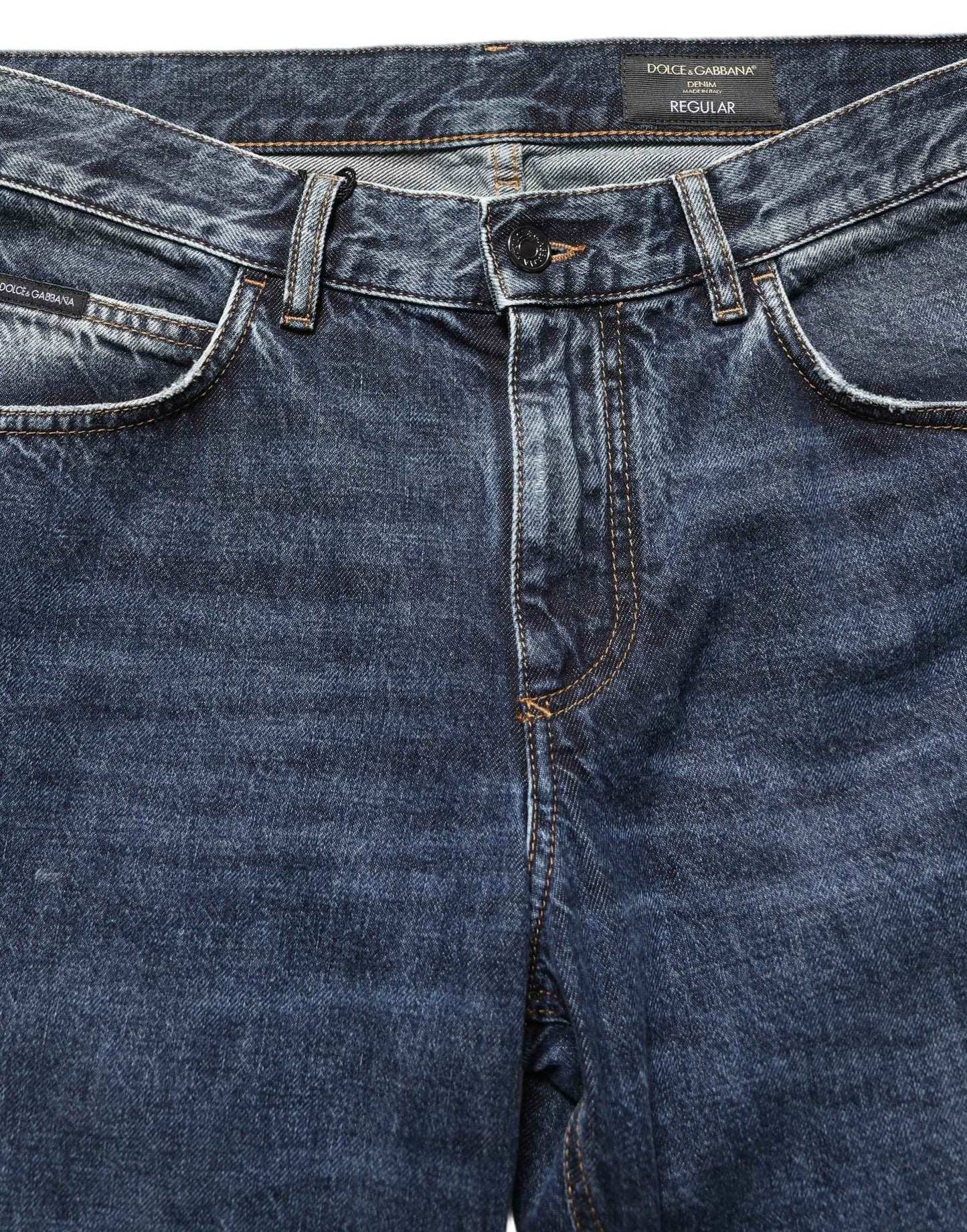 Dark Blue Washed Mid Waist Straight Men Denim Jeans