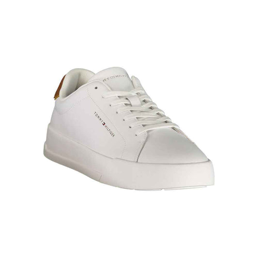 White Polyester Athletic Sneakers