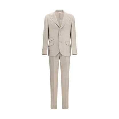 Beige Silk Two-Piece Suit