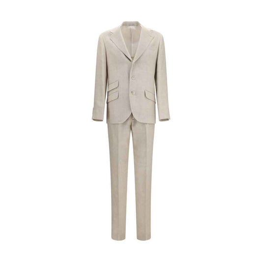 Beige Silk Two-Piece Suit