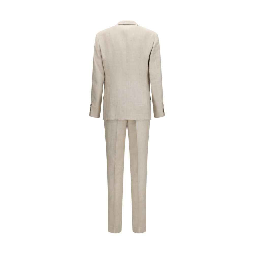 Beige Silk Two-Piece Suit