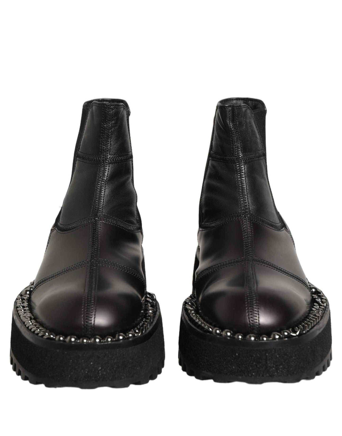 Black Leather Slip On Chelsea Boots Shoes