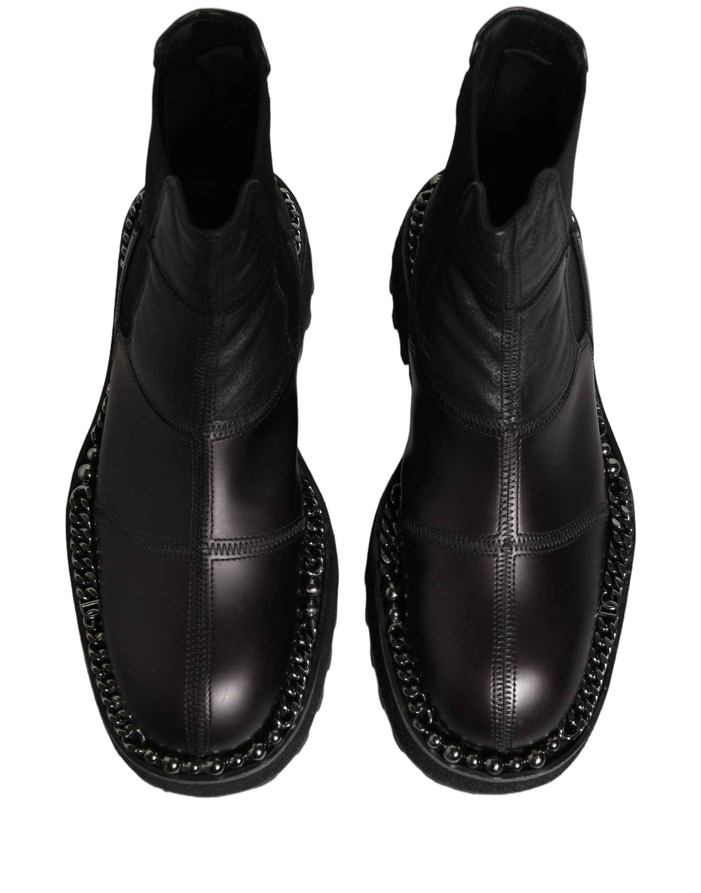 Black Leather Slip On Chelsea Boots Shoes