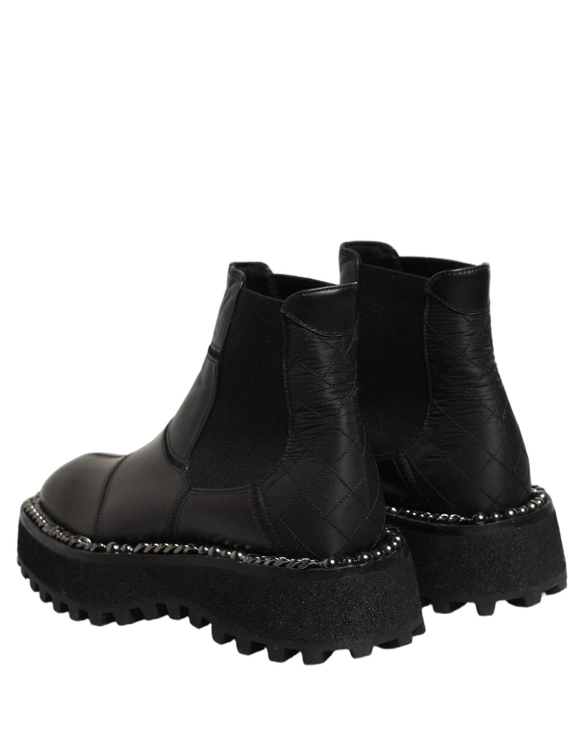 Black Leather Slip On Chelsea Boots Shoes