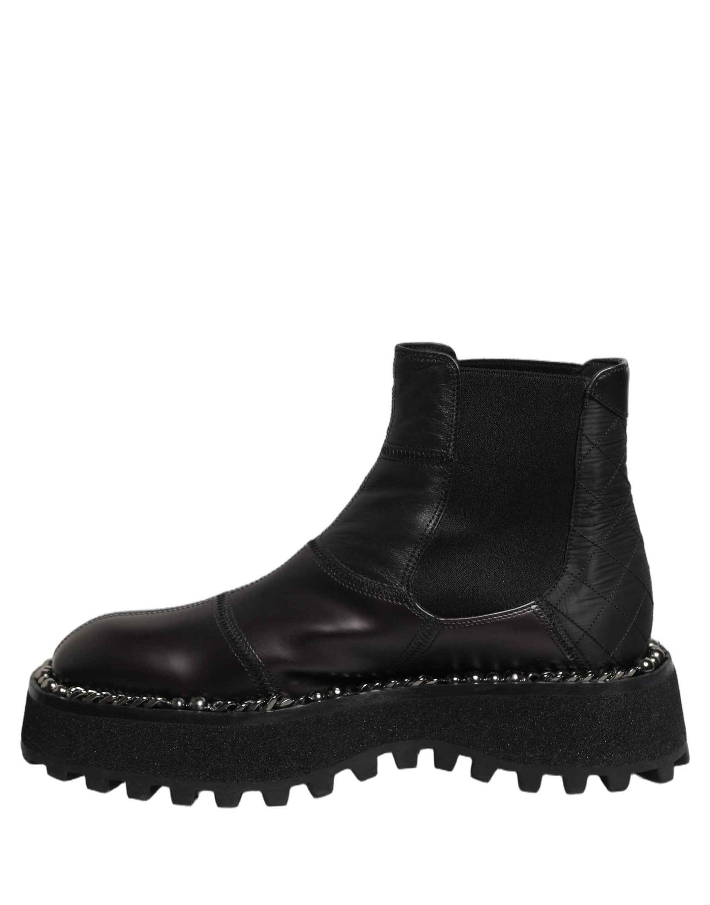 Black Leather Slip On Chelsea Boots Shoes