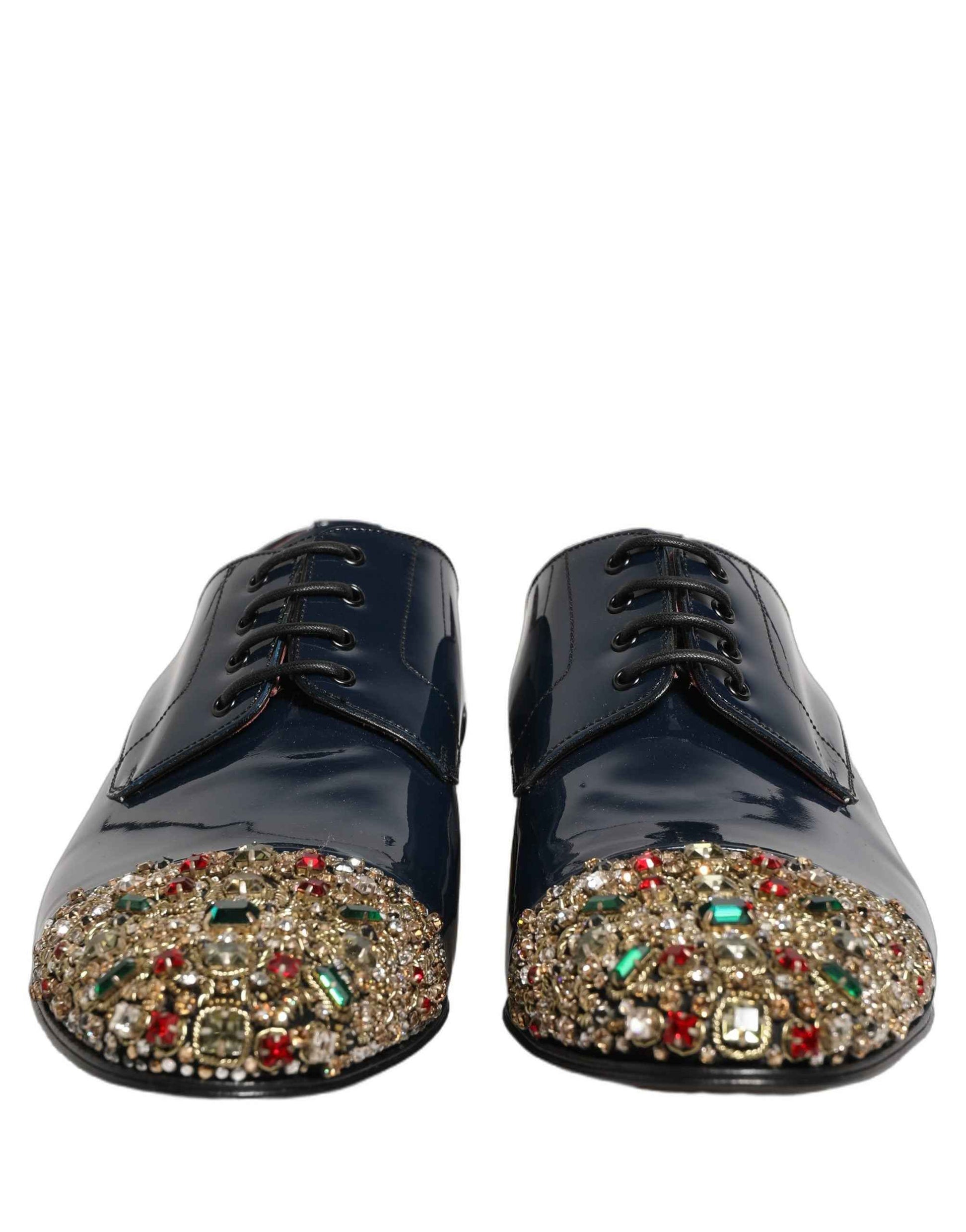 Blue Embellished Men Derby Dress Formal Shoes