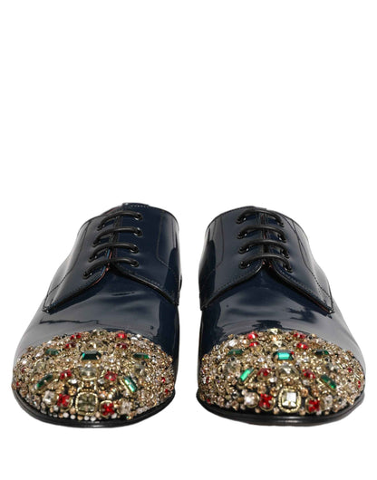 Blue Embellished Men Derby Dress Formal Shoes