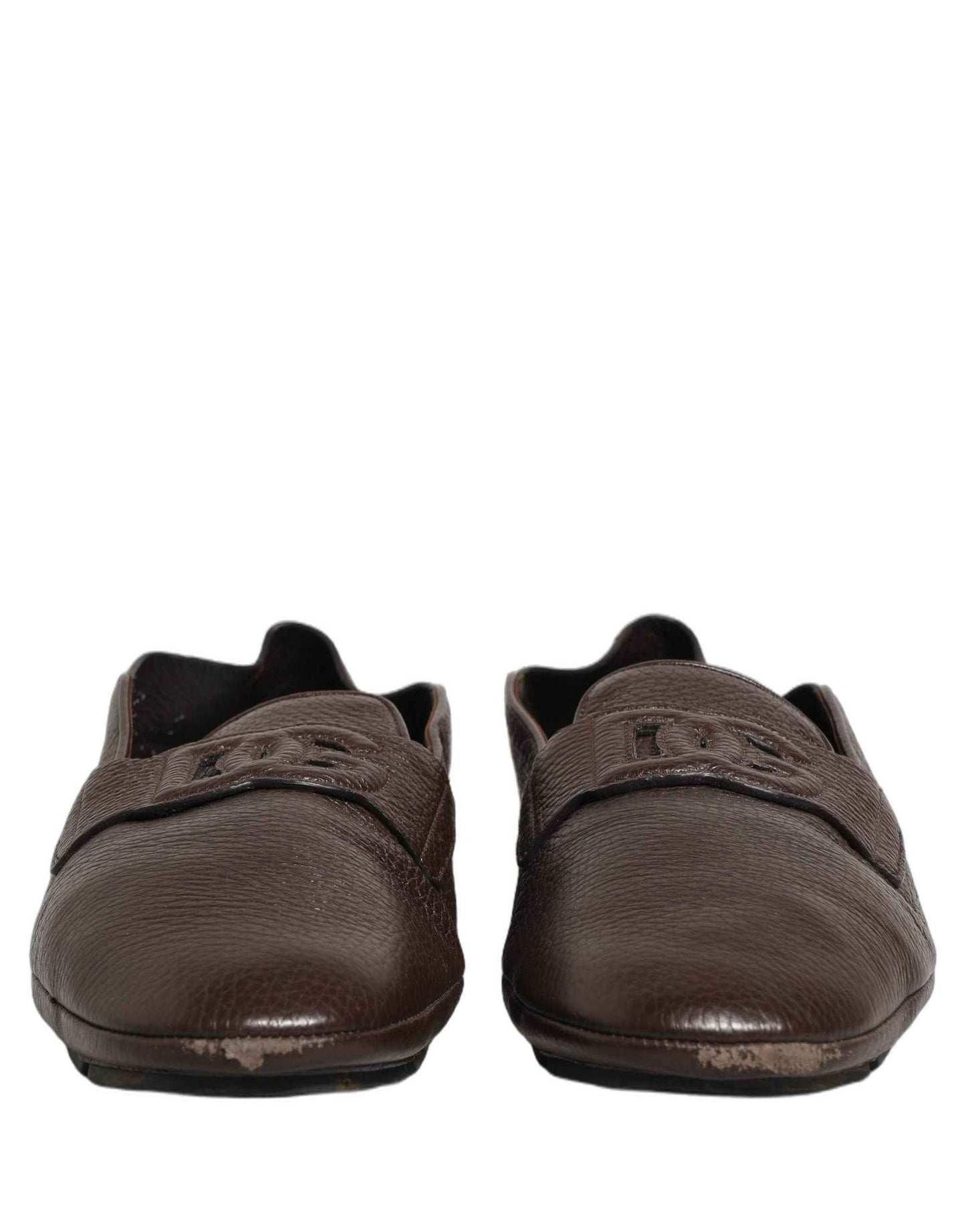 Brown Deerskin Leather Driver Loafers Shoes
