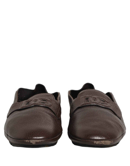 Brown Deerskin Leather Driver Loafers Shoes