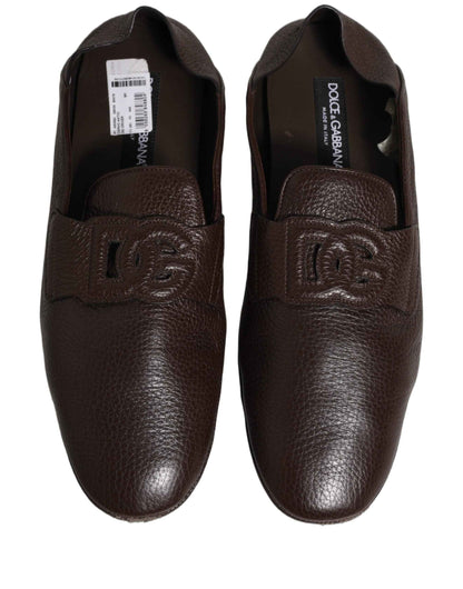 Brown Deerskin Leather Driver Loafers Shoes