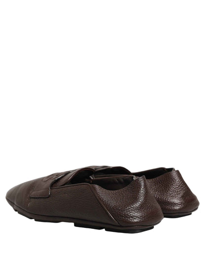 Brown Deerskin Leather Driver Loafers Shoes