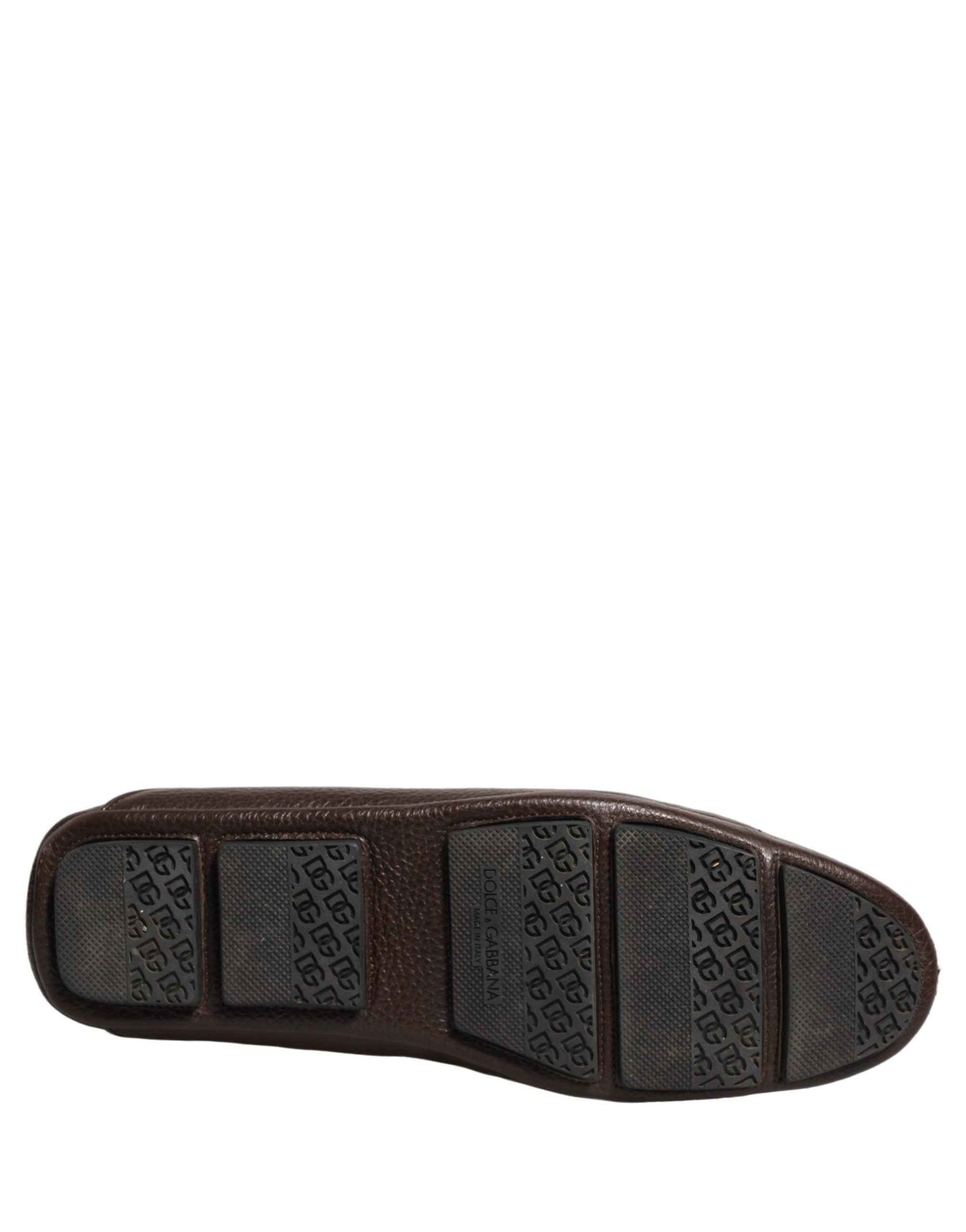 Brown Deerskin Leather Driver Loafers Shoes