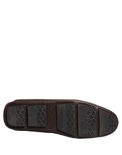 Brown Deerskin Leather Driver Loafers Shoes