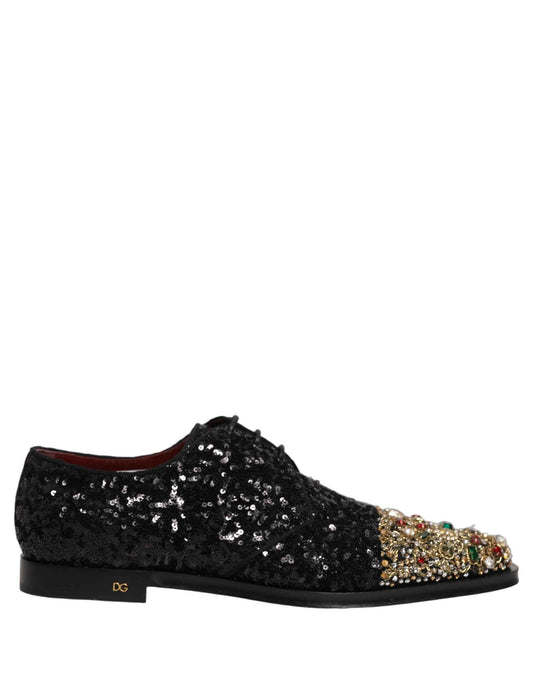 Black Sequin Embellished Men Derby Dress Shoes