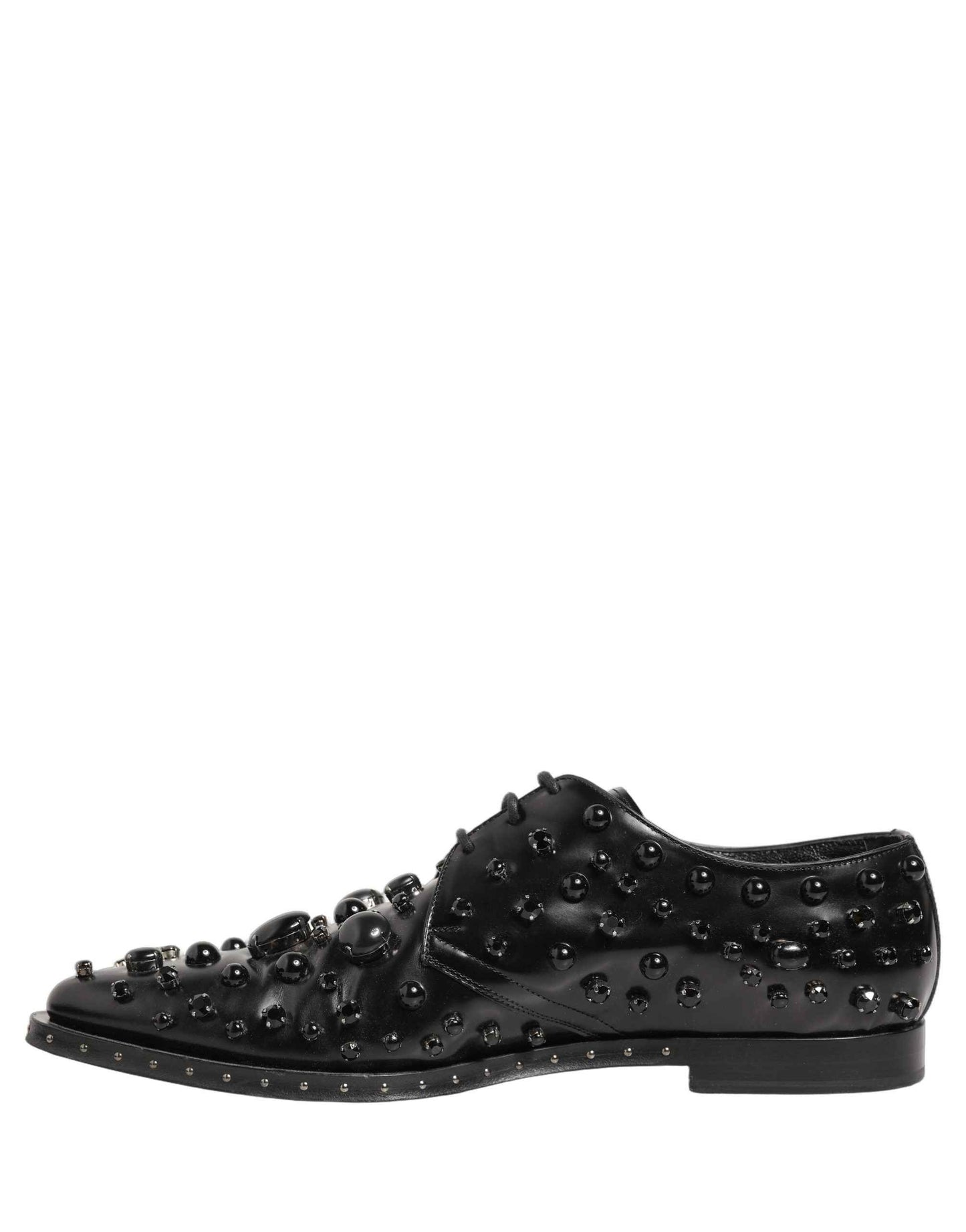 Black Leather Studded Men Formal Derby Shoes