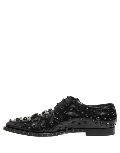 Black Leather Studded Men Formal Derby Shoes