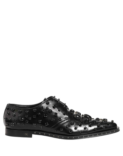 Black Leather Studded Men Formal Derby Shoes