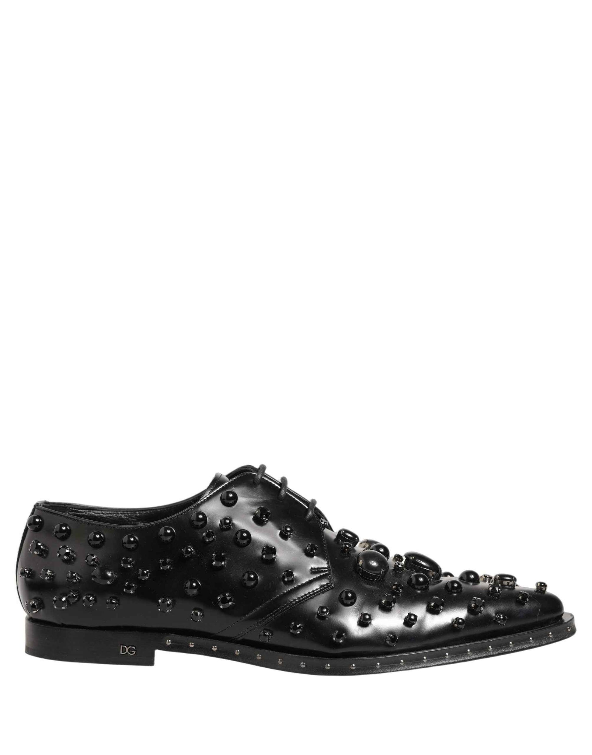 Black Leather Studded Men Formal Derby Shoes