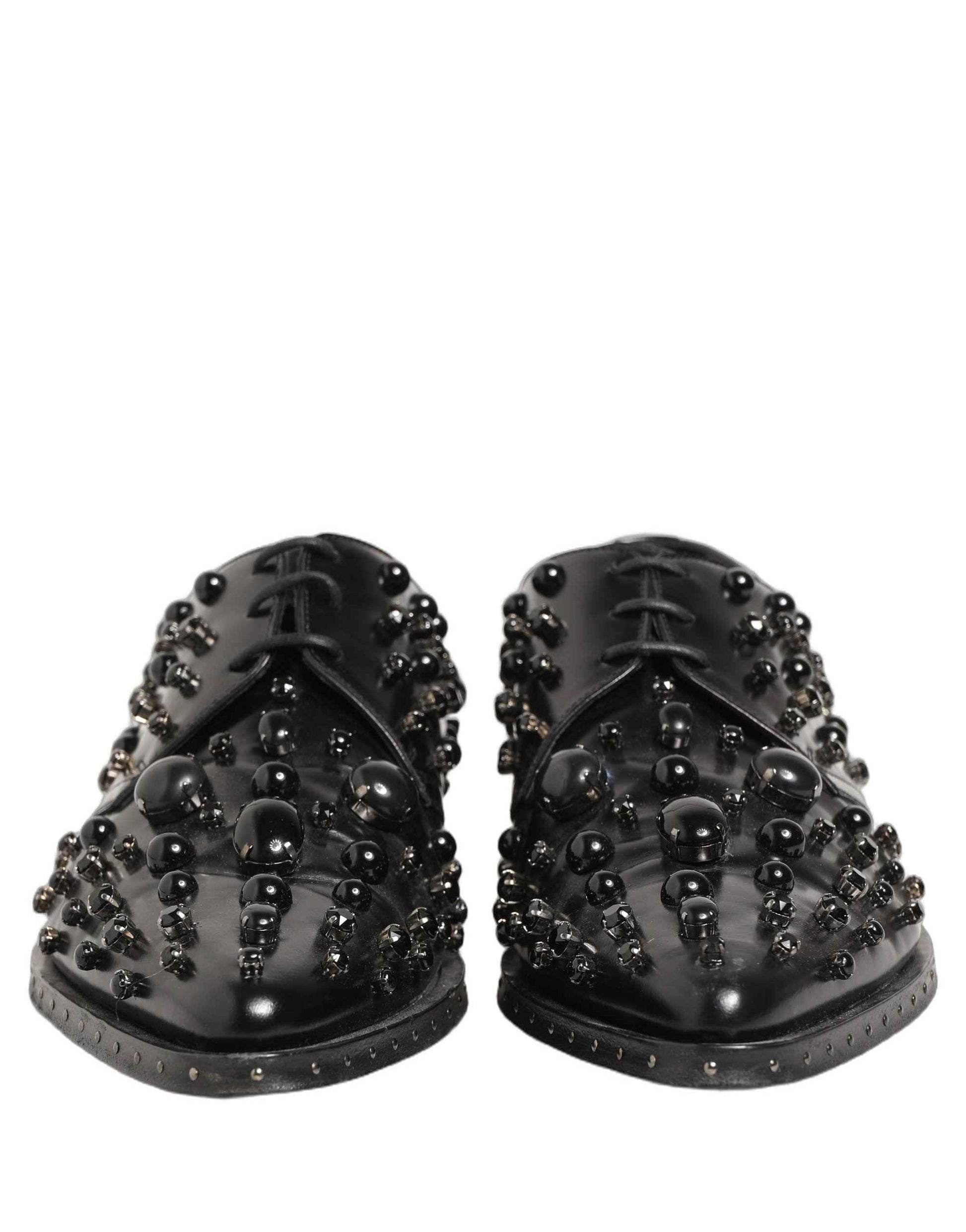 Black Leather Studded Men Formal Derby Shoes