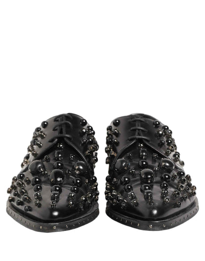 Black Leather Studded Men Formal Derby Shoes