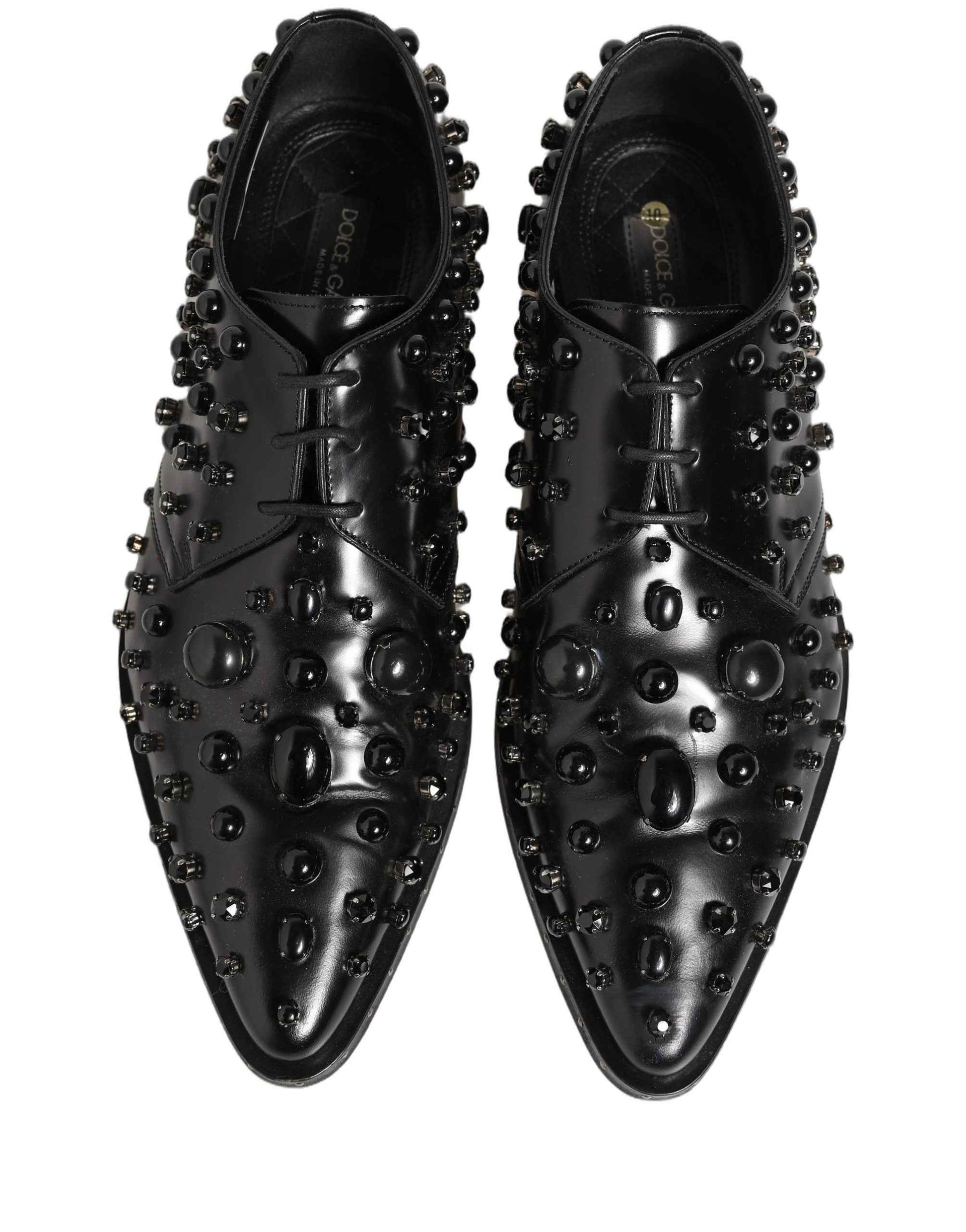 Black Leather Studded Men Formal Derby Shoes