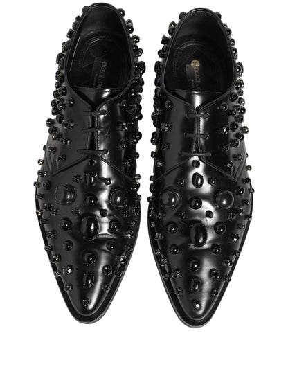 Black Leather Studded Men Formal Derby Shoes