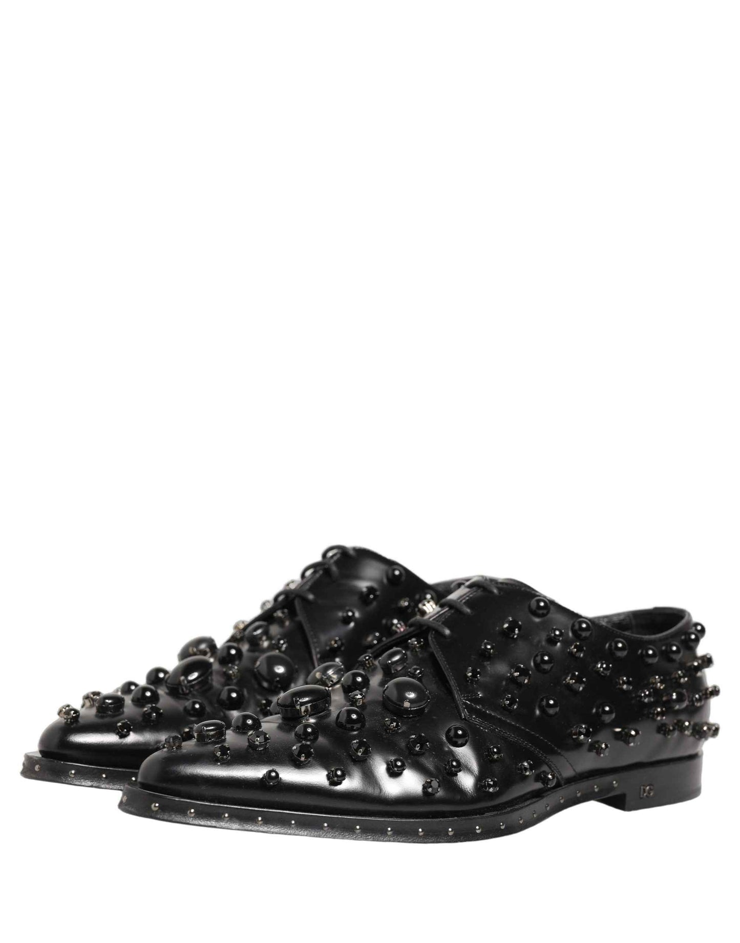 Black Leather Studded Men Formal Derby Shoes