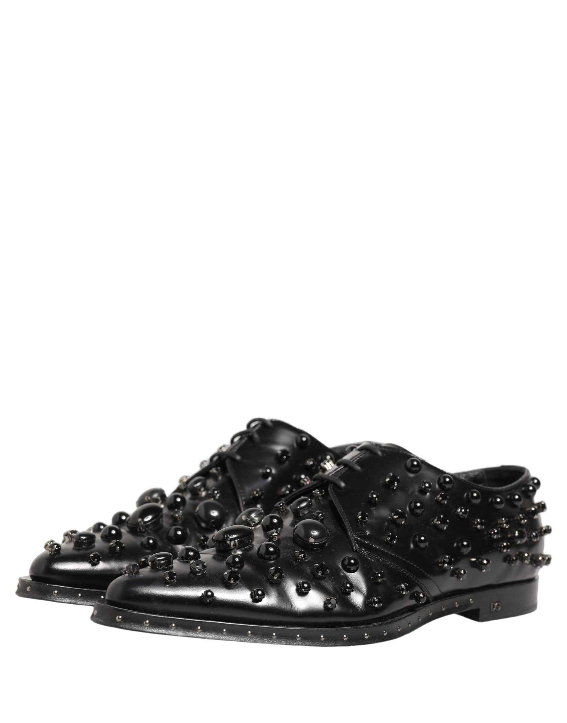 Black Leather Studded Men Formal Derby Shoes