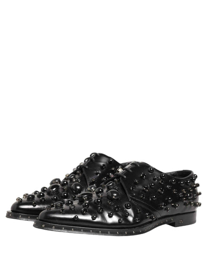 Black Leather Studded Men Formal Derby Shoes