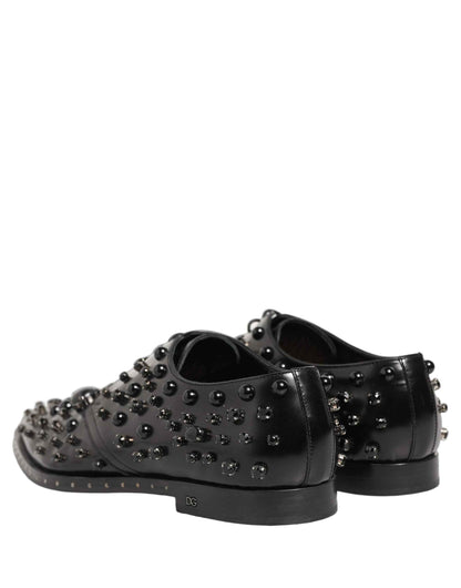 Black Leather Studded Men Formal Derby Shoes