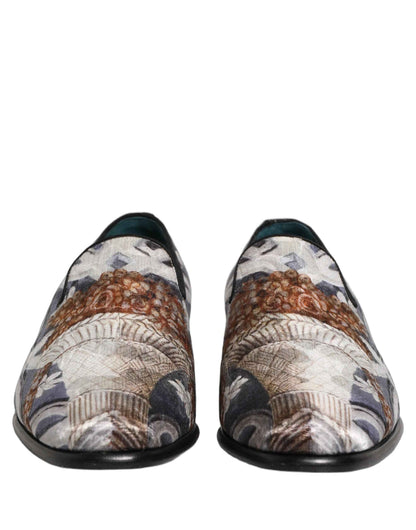 Multicolor Floral Tapestry Embroidery Loafer Shoes