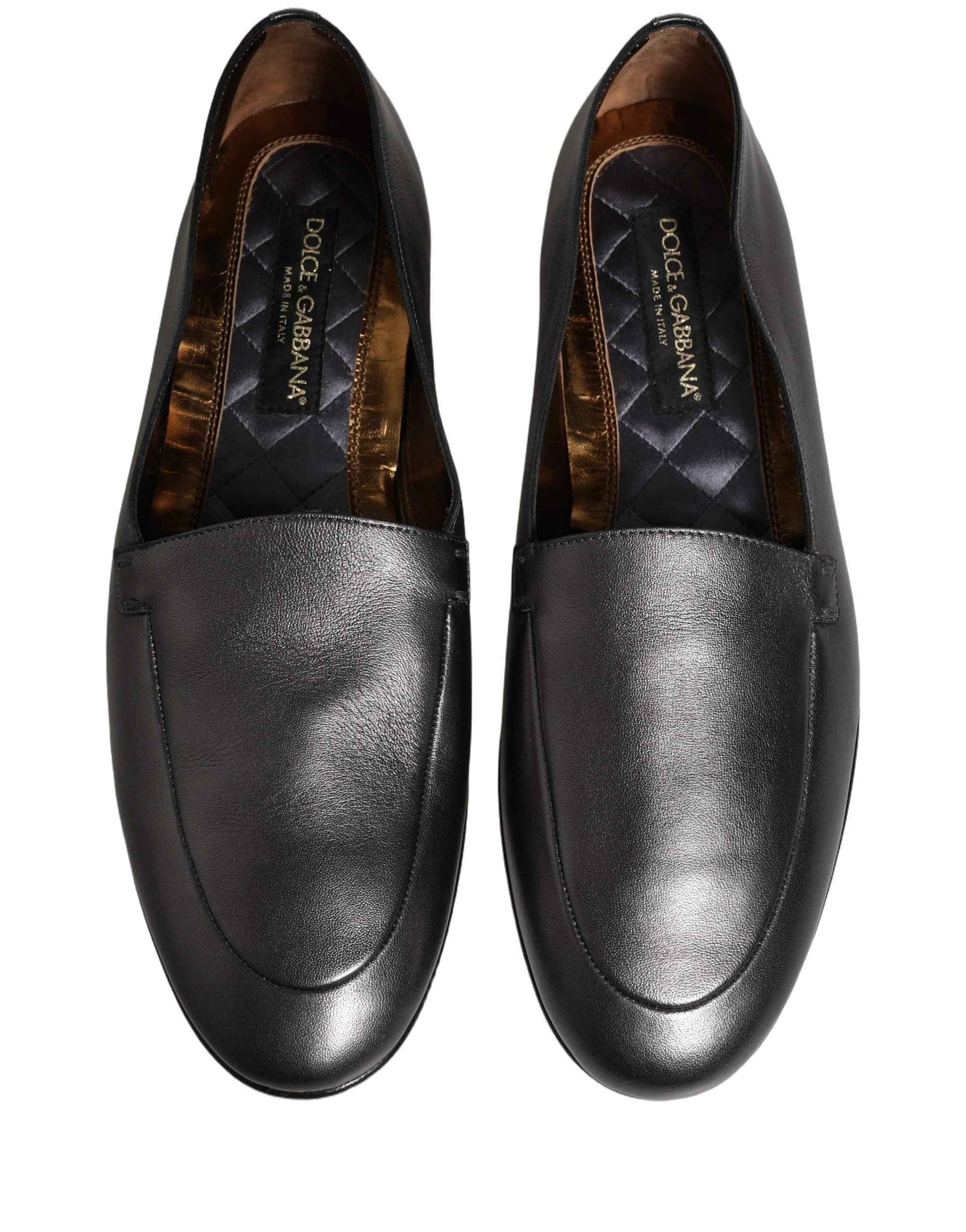Silver Leather DG Logo Slip On Loafers Shoes