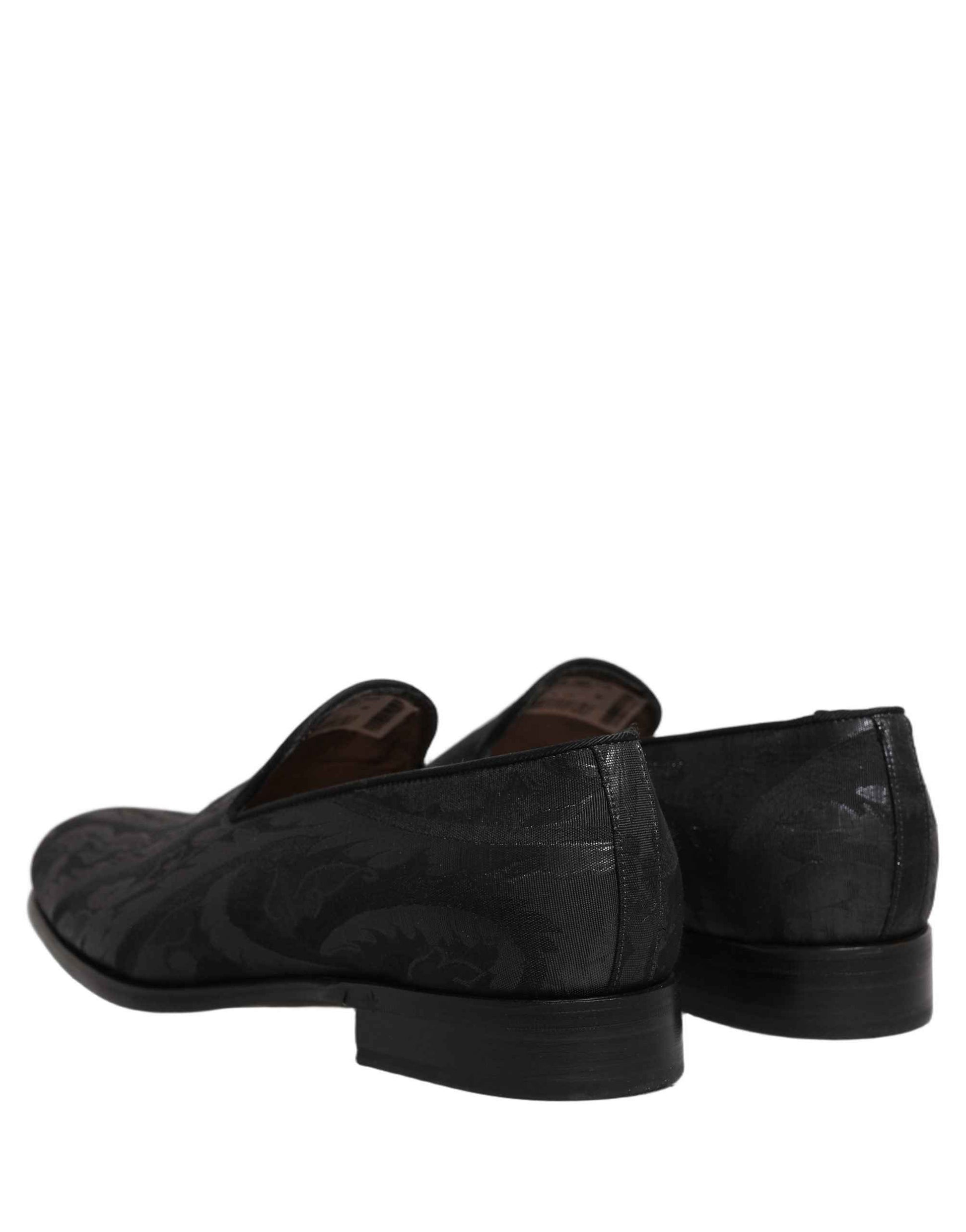 Black Brocade Men Slip On Dress Loafers Shoes