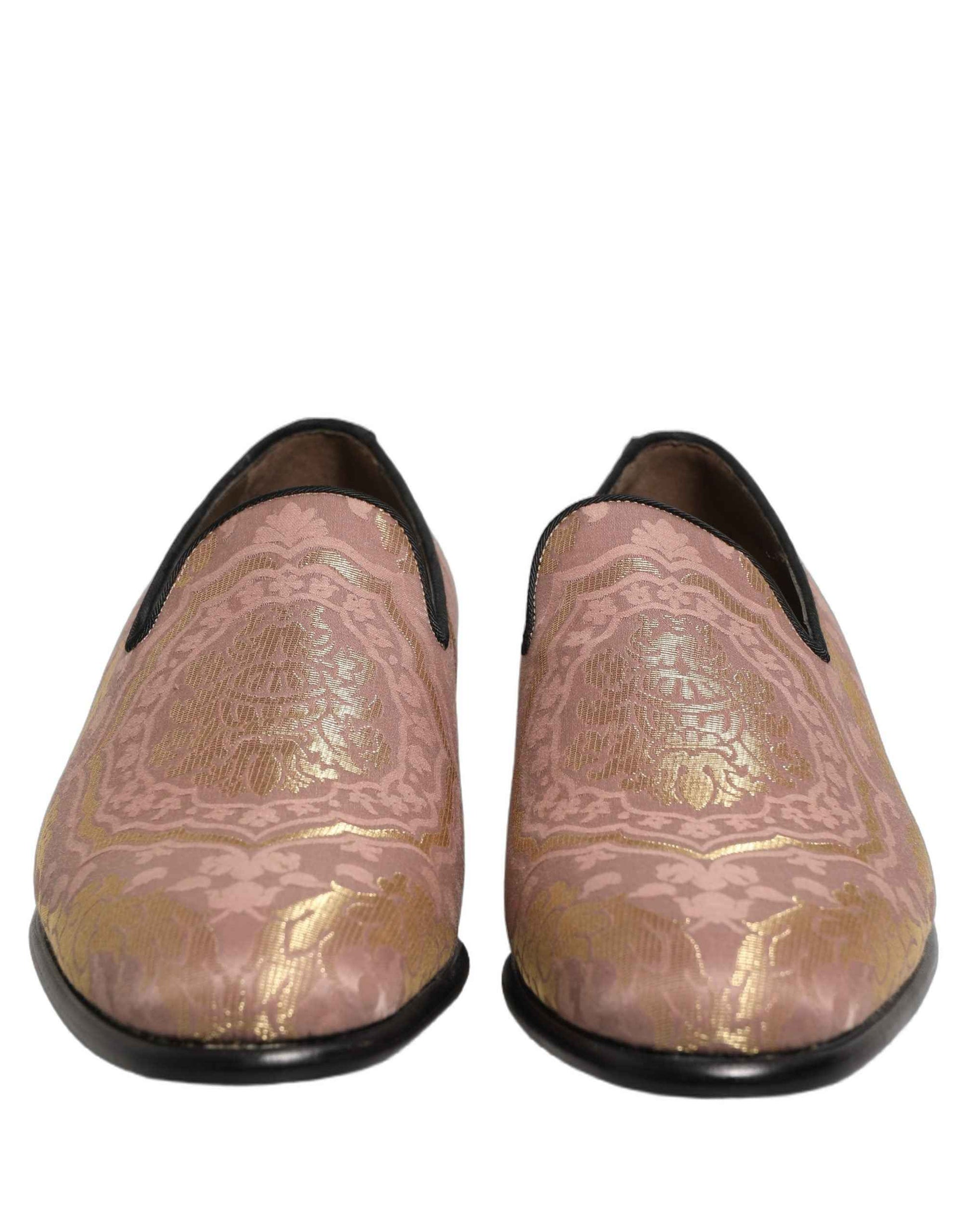 Pink Brocade Men Slip On Dress Loafers Shoes