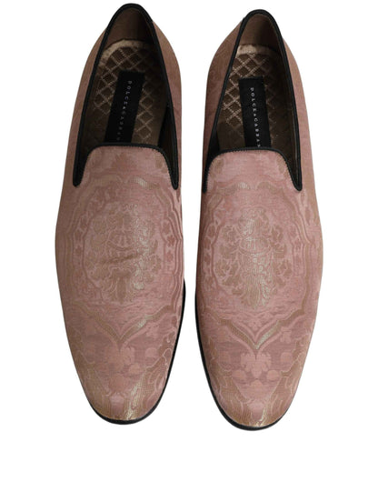 Pink Brocade Men Slip On Dress Loafers Shoes