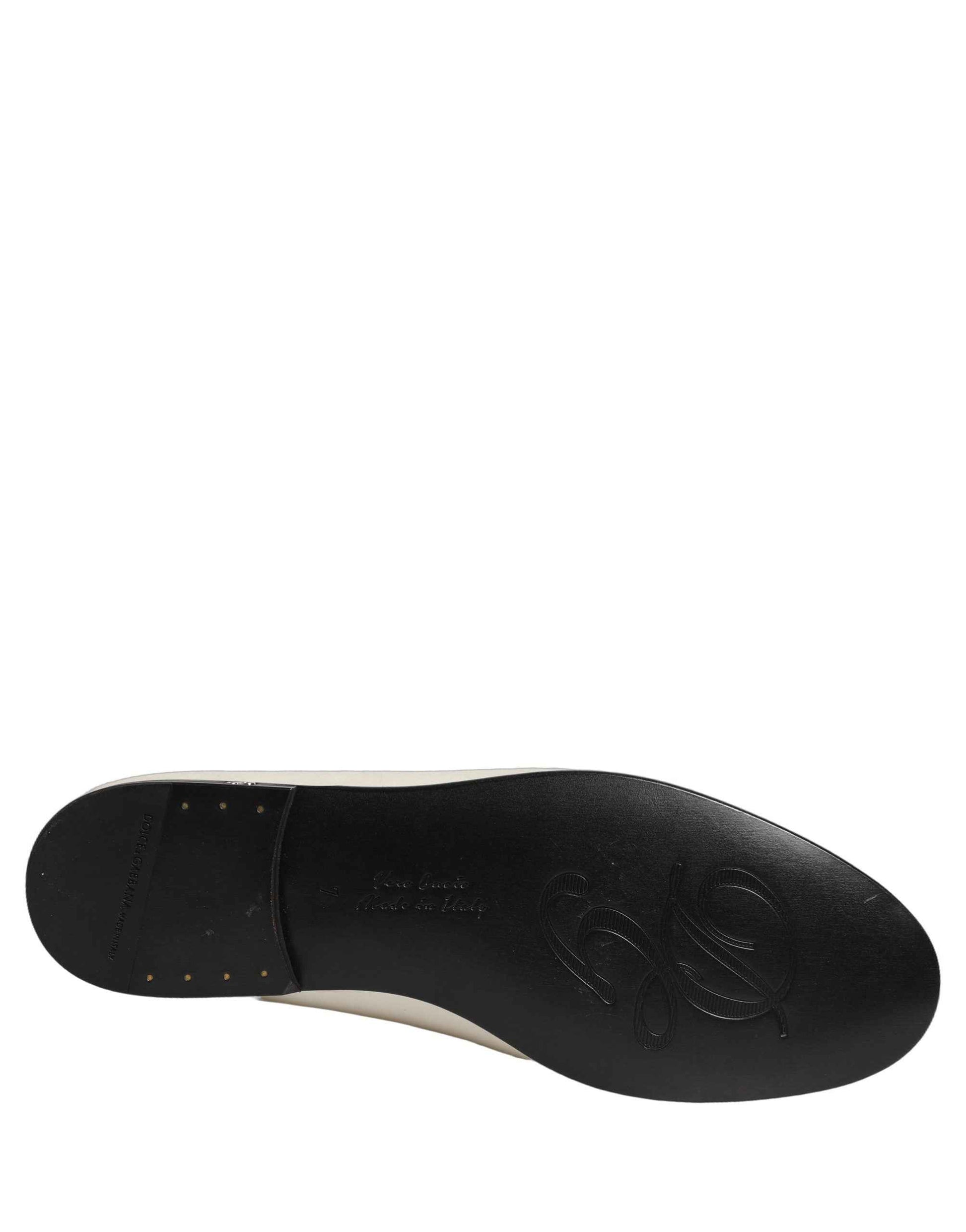 White Satin Logo Slip On Flats Loafers Shoes