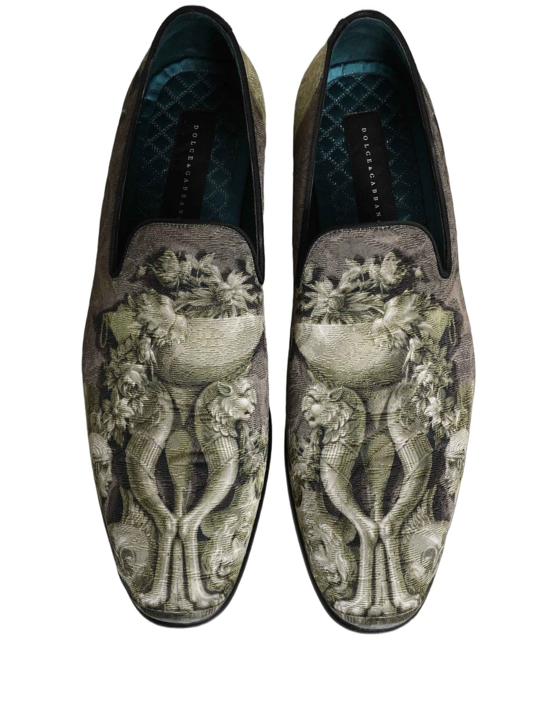 Brown Baroque Print Slip On Loafers Shoes
