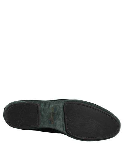 Green Velvet Slip On Men Flats Loafers Shoes