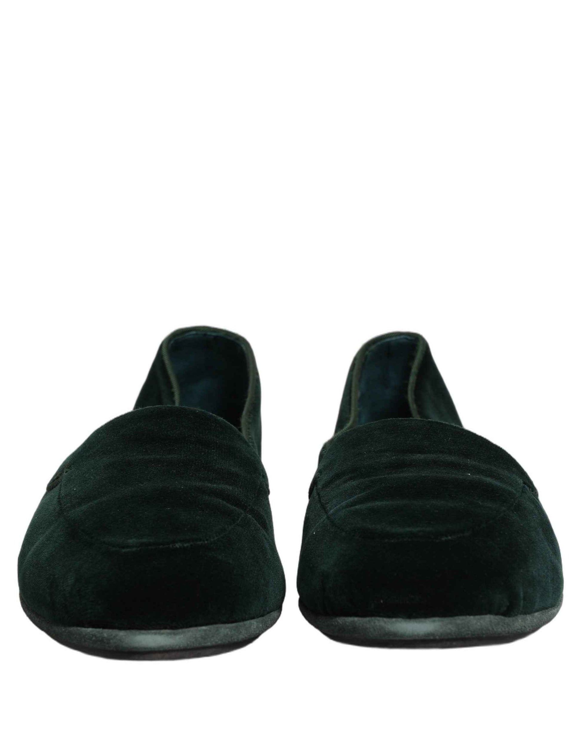Green Velvet Slip On Men Flats Loafers Shoes