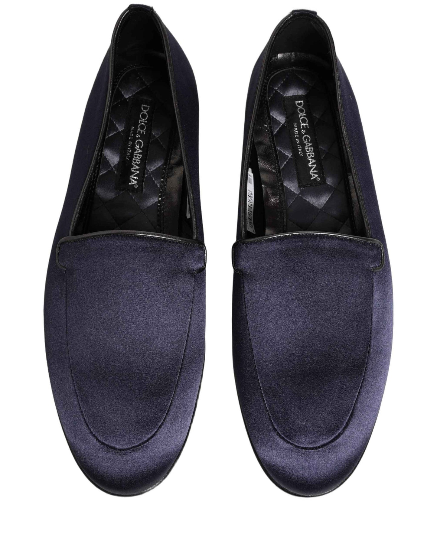 Blue Satin Logo Slip On Flats Loafers Shoes
