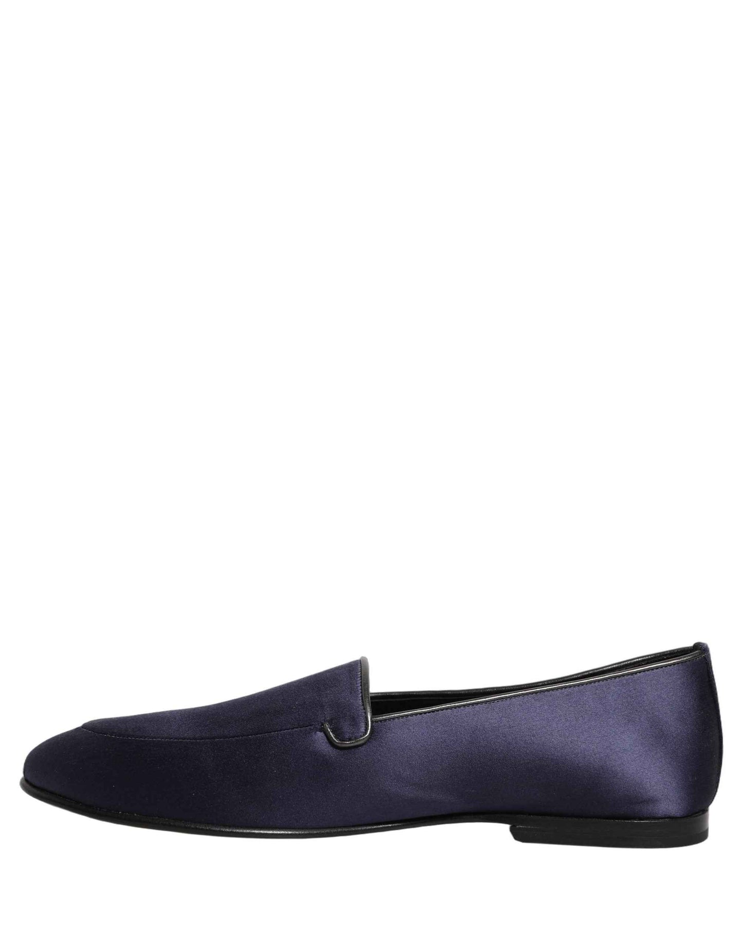 Blue Satin Logo Slip On Flats Loafers Shoes
